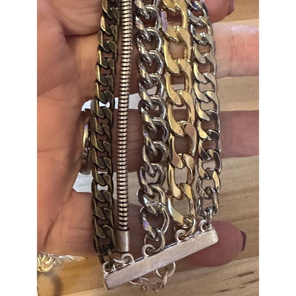 NEW Jenny Bird Austin Wide Bracelet Mixed Metals Layered Chains mp $135 STUNNING - Picture 3 of 10